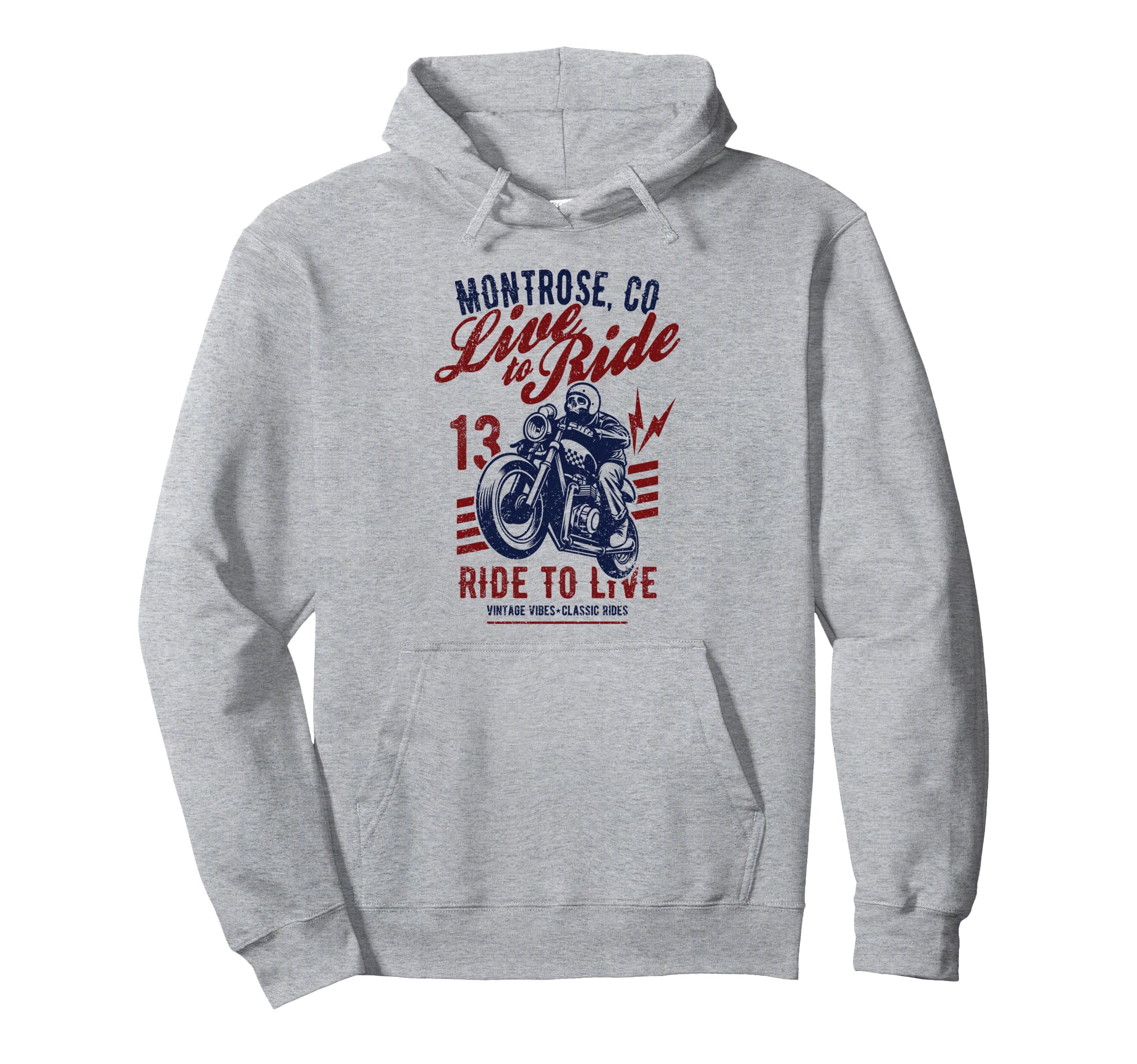 Montrose Colorado Usa Motorcycle Hoodie - Custom Art Print for Adults - T-Shirt, Sweatshirt, Hoodie