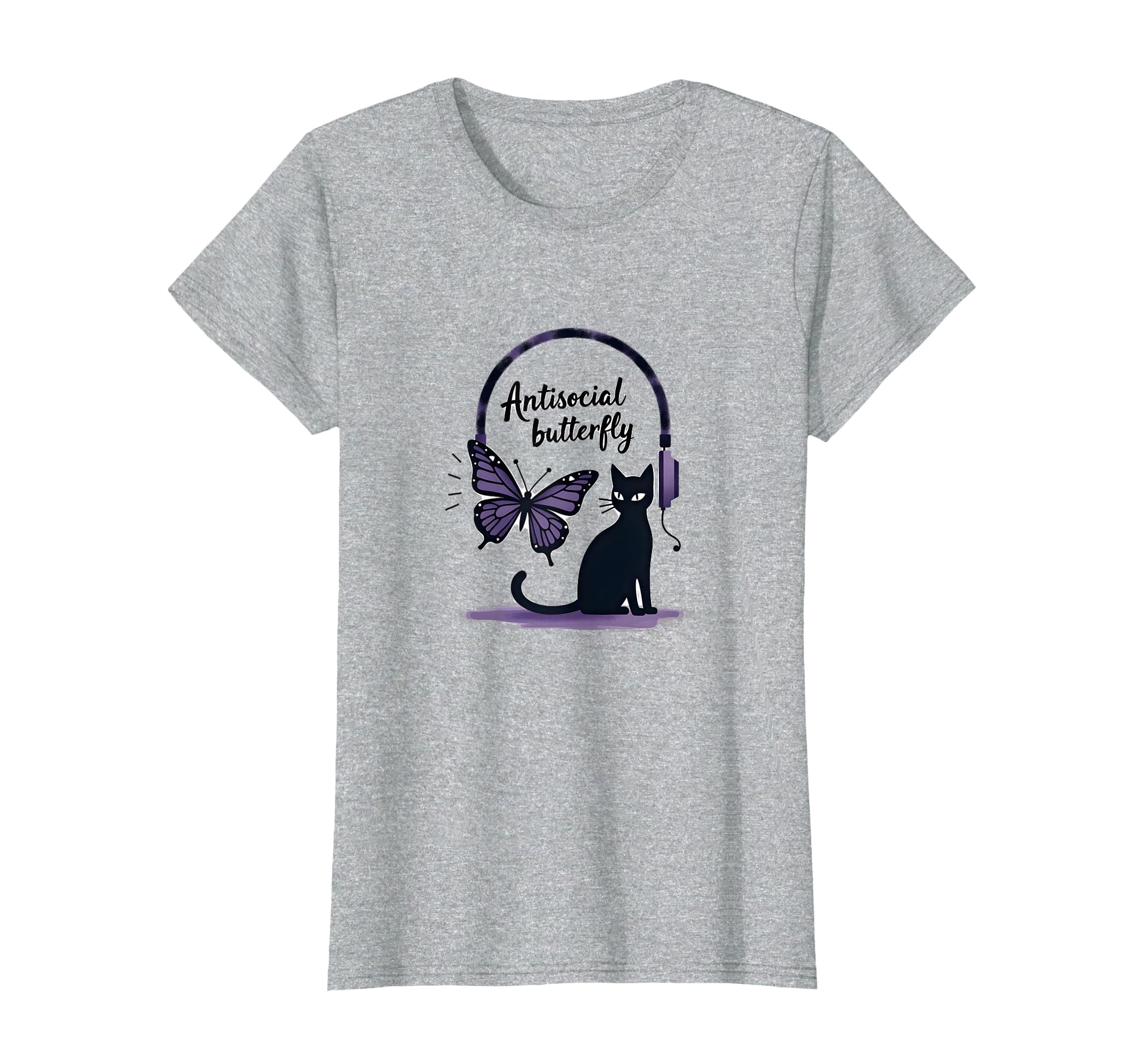 Antisocial Butterfly Cat Purring Kitty T-Shirt - Fun Novelty Design Unisex - T-Shirt, Sweatshirt, Hoodie