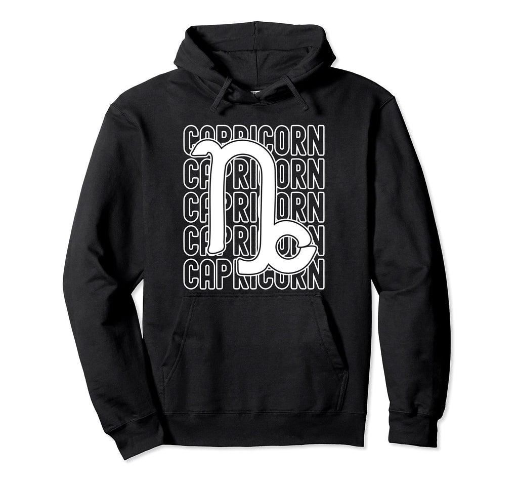 Capricorn Zodiac Sign Typography Astrology Hoodie - Unique Graphic Unisex - T-Shirt, Sweatshirt, Hoodie