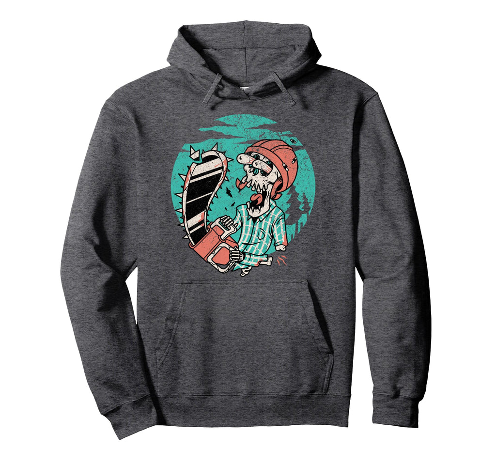 Chainsaw Skeleton Skull Hoodie - Minimalist Print for Adults - T-Shirt, Sweatshirt, Hoodie