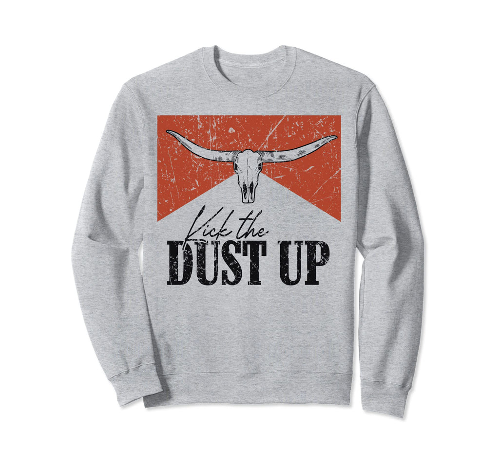 Bull Skull Kick Dust Up Western Sweatshirt - Aesthetic Graphic Unisex - T-Shirt, Sweatshirt, Hoodie