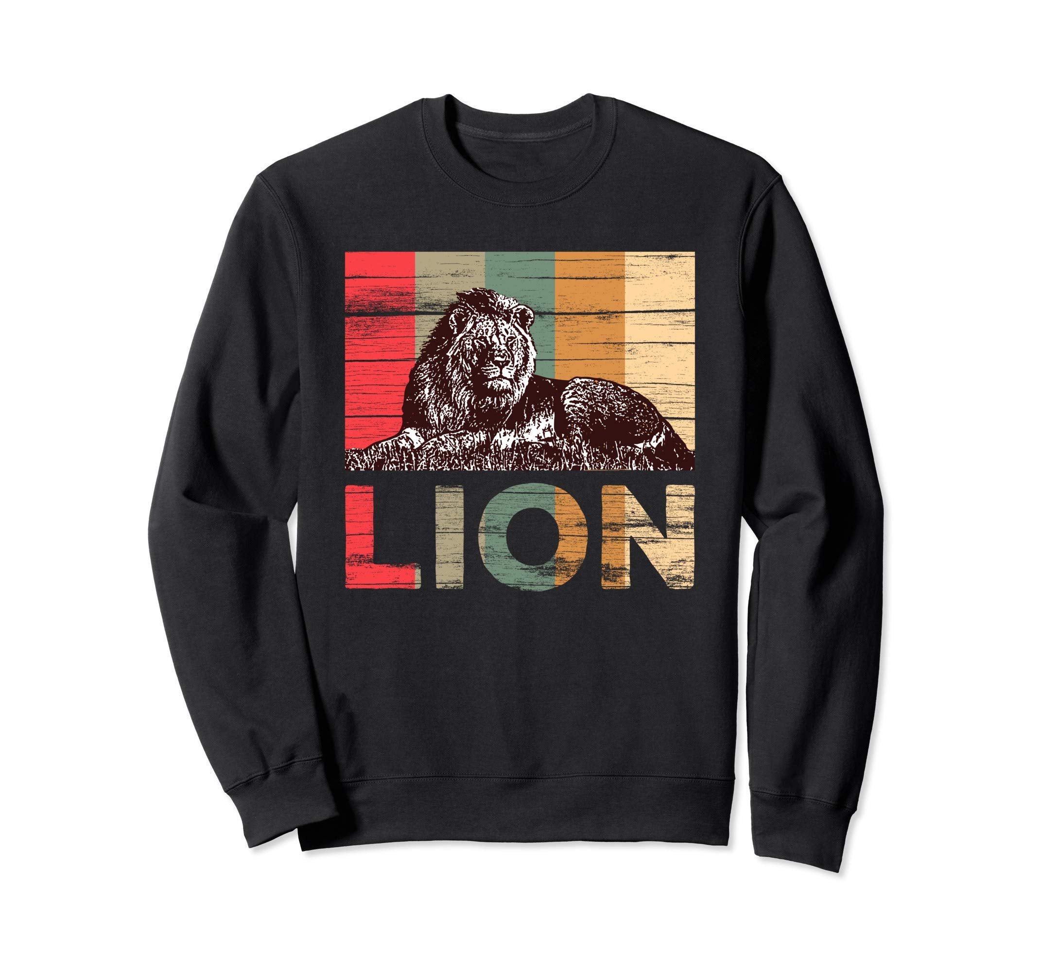 Lion Distressed Animal Sweatshirt - Casual Everyday Wear Men Women - T-Shirt, Sweatshirt, Hoodie