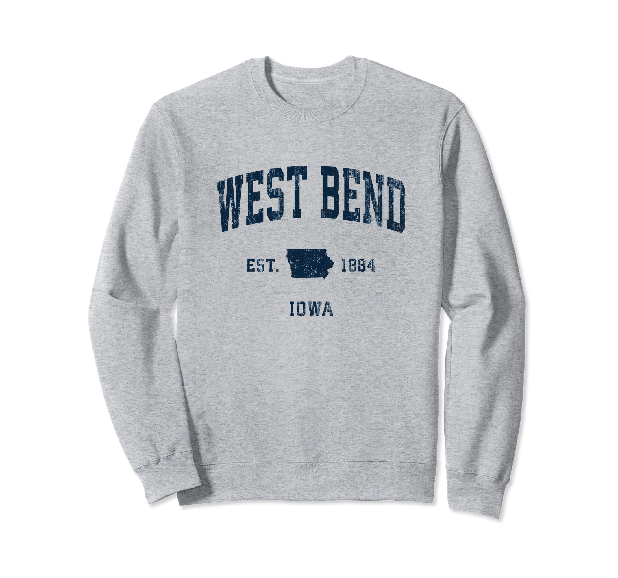 West Bend Iowa Ia Athletic Navy Sweatshirt - Aesthetic Graphic Men Women - T-Shirt, Sweatshirt, Hoodie