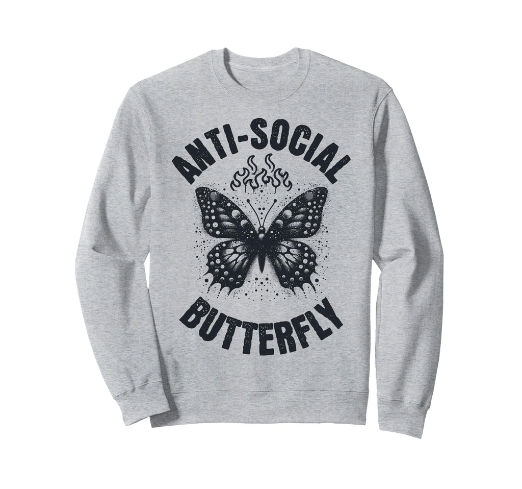 Anti Social Butterfly Funny Sweatshirt - Minimalist Print for Adults - T-Shirt, Sweatshirt, Hoodie