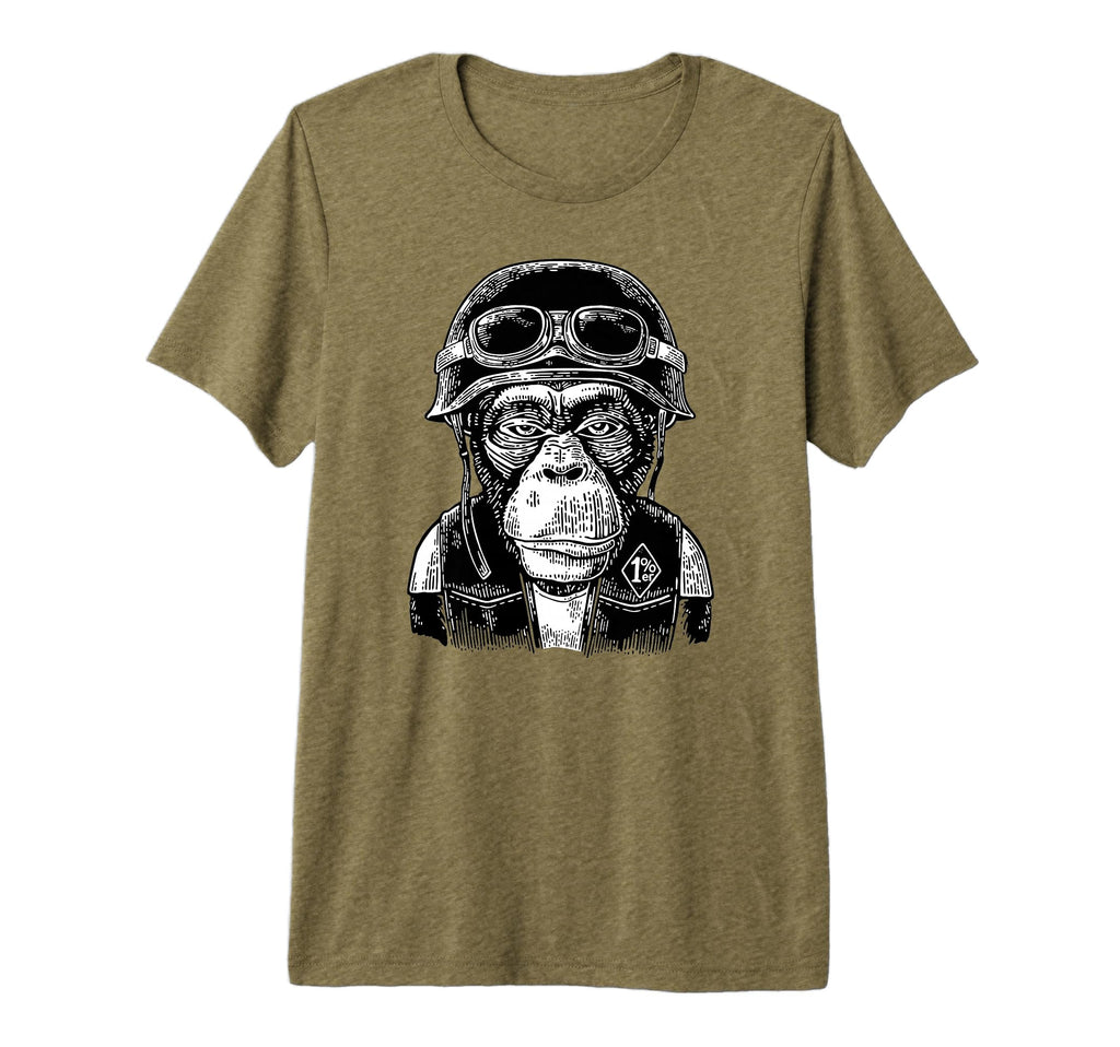 Motorcycle Monkey Biker Helmet T-Shirt - Custom Art Print for Adults - T-Shirt, Sweatshirt, Hoodie