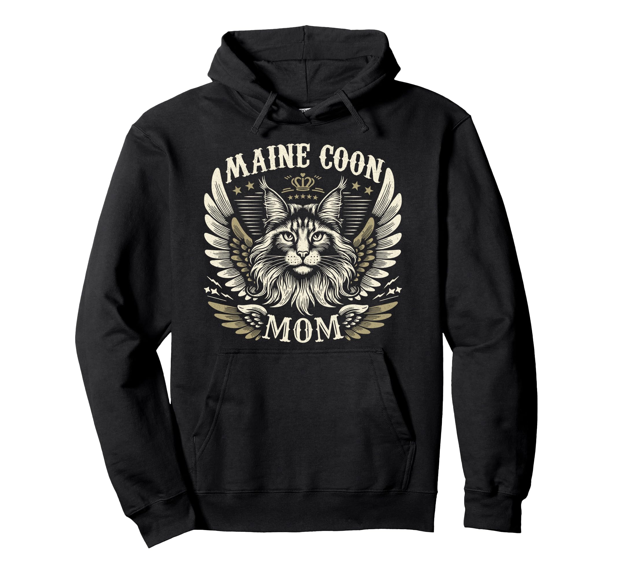 Maine Coon Mom Biker Wings Motorcycle Hoodie - Unique Graphic Men Women - T-Shirt, Sweatshirt, Hoodie