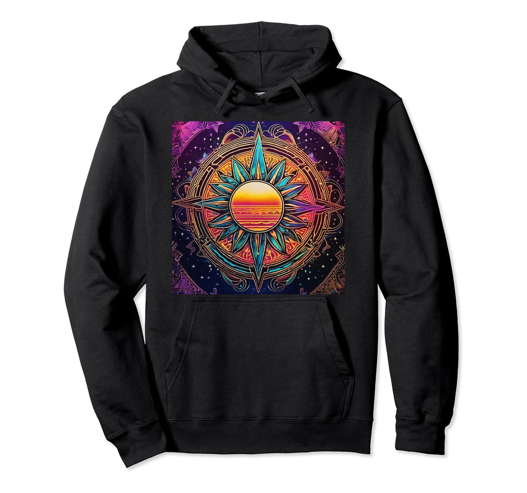 Celestial Sun 80S Synthwave Hippie Hoodie - Minimalist Print Unisex - T-Shirt, Sweatshirt, Hoodie