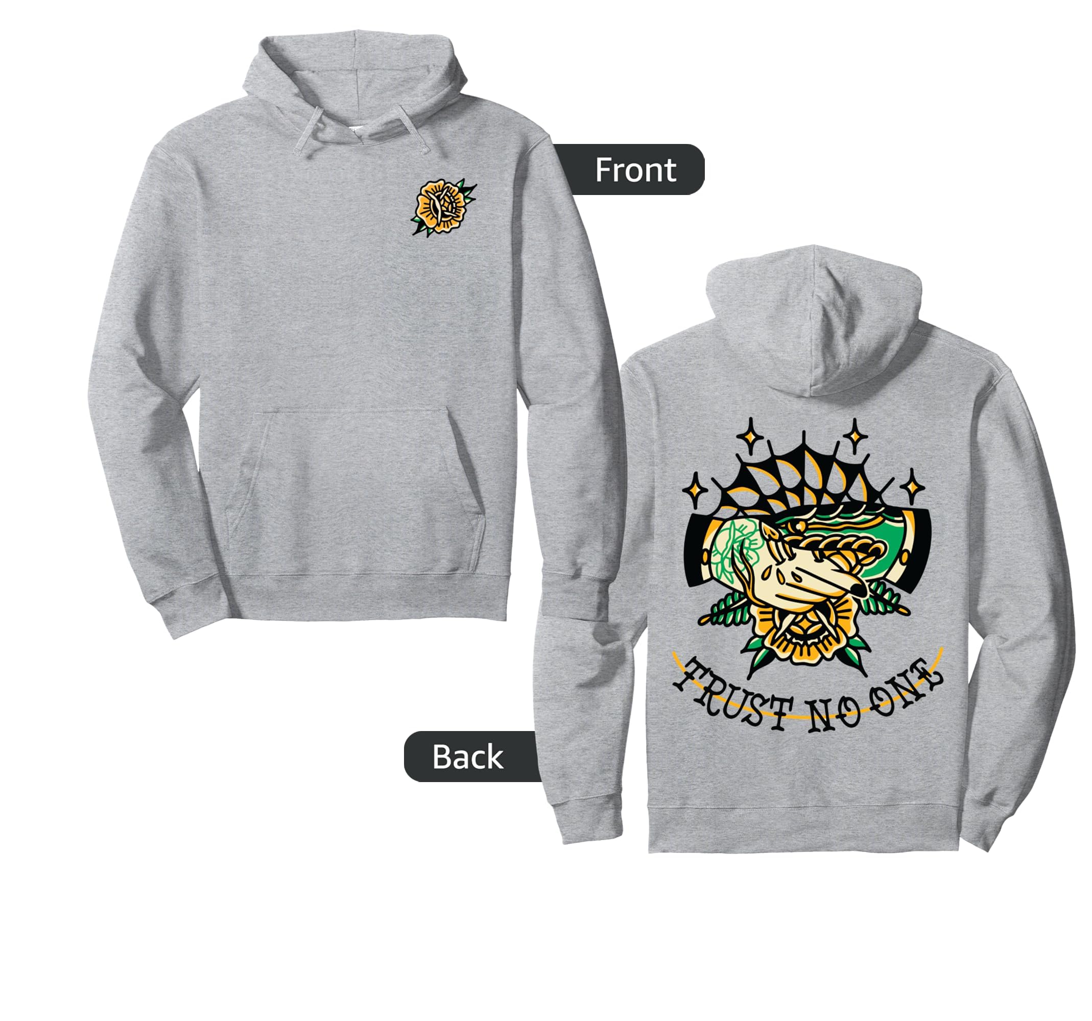 Trust No One Snake Traditional Tattoo Hoodie - Trendy Graphic Men Women - T-Shirt, Sweatshirt, Hoodie