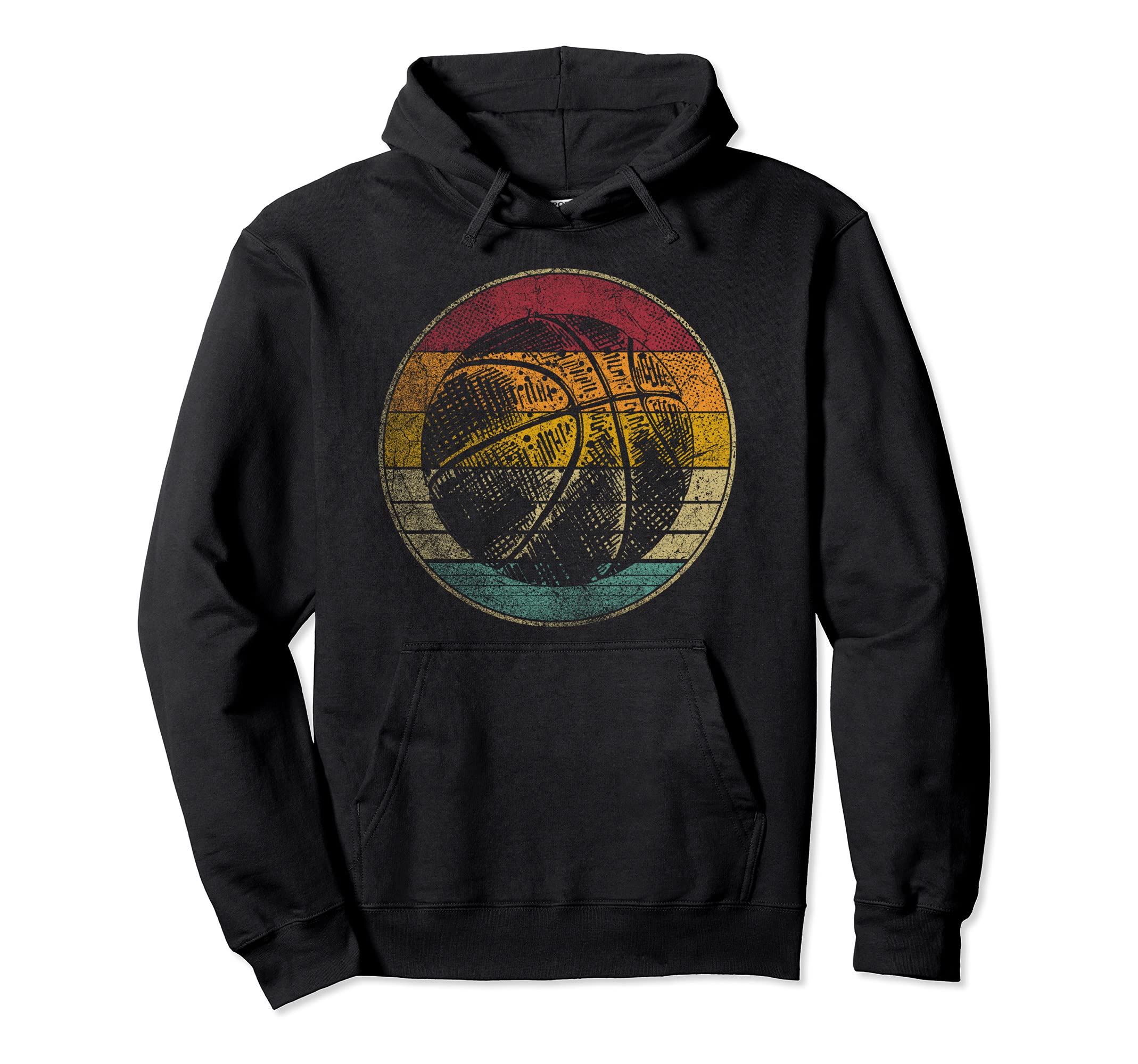 Basketball Distressed Sunset Silhouette Hoodie - Unique Graphic Unisex - T-Shirt, Sweatshirt, Hoodie