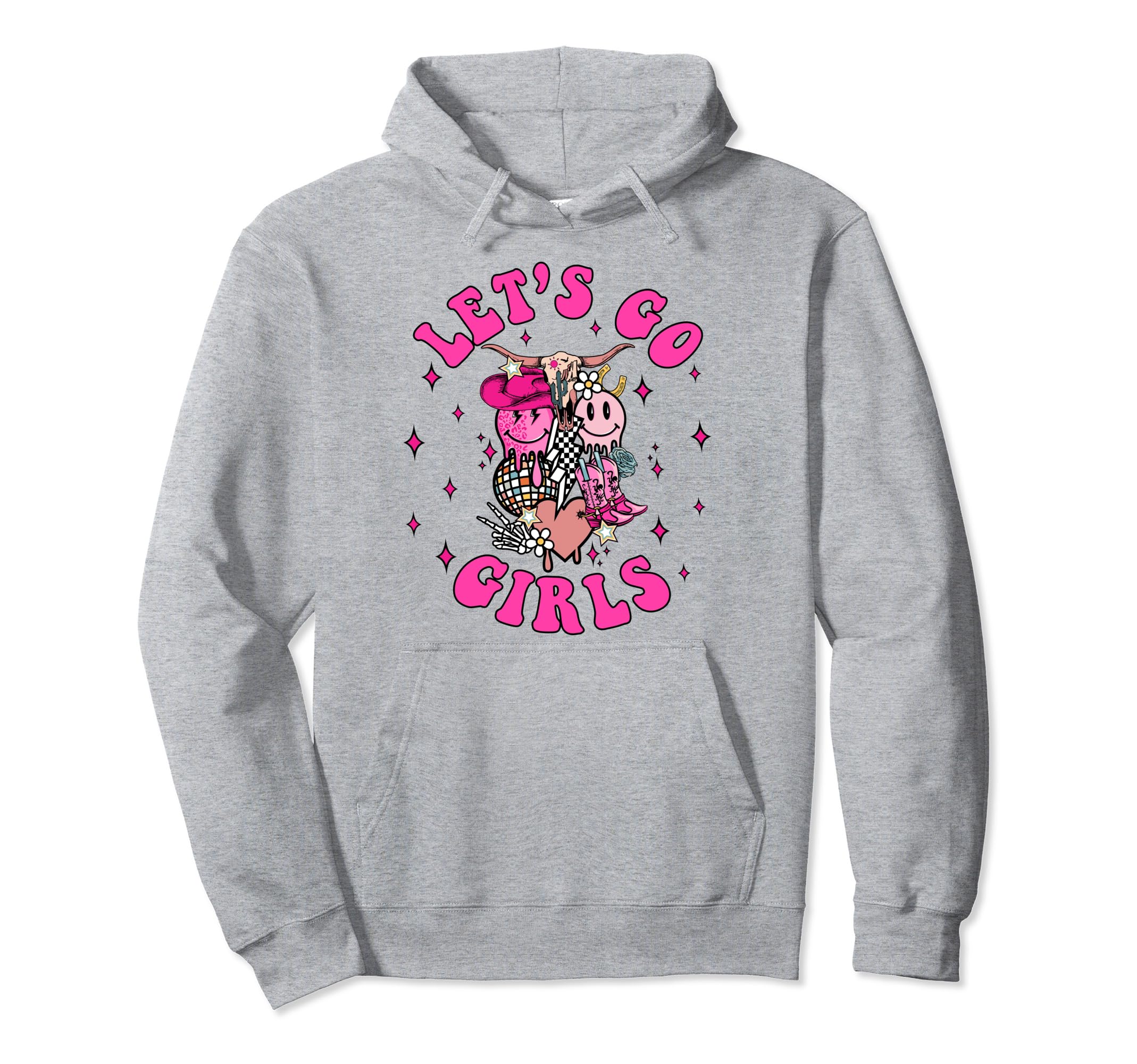 Western Cowgirls Groovy Bachelorette Lets Go Hoodie - Trendy Graphic Unisex - T-Shirt, Sweatshirt, Hoodie