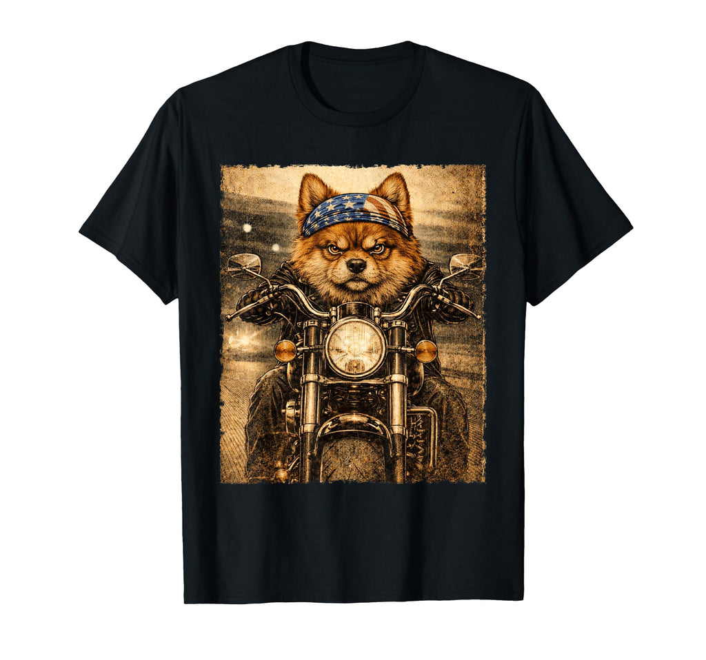 Pomeranian Dog Biker Pom Riding T-Shirt - Streetwear Style Unisex - T-Shirt, Sweatshirt, Hoodie