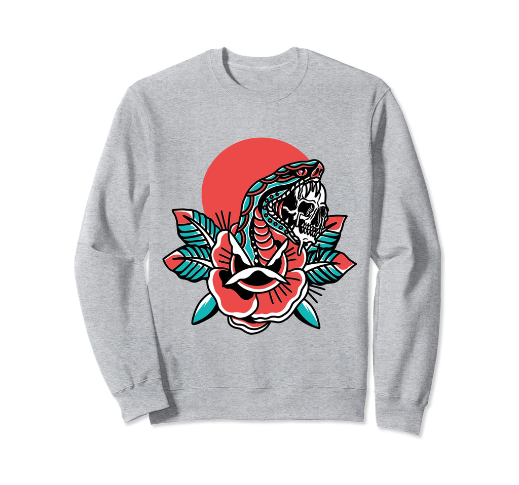 Traditional Snake Flower Tattoo Sweatshirt - Novelty Apparel Men Women - T-Shirt, Sweatshirt, Hoodie