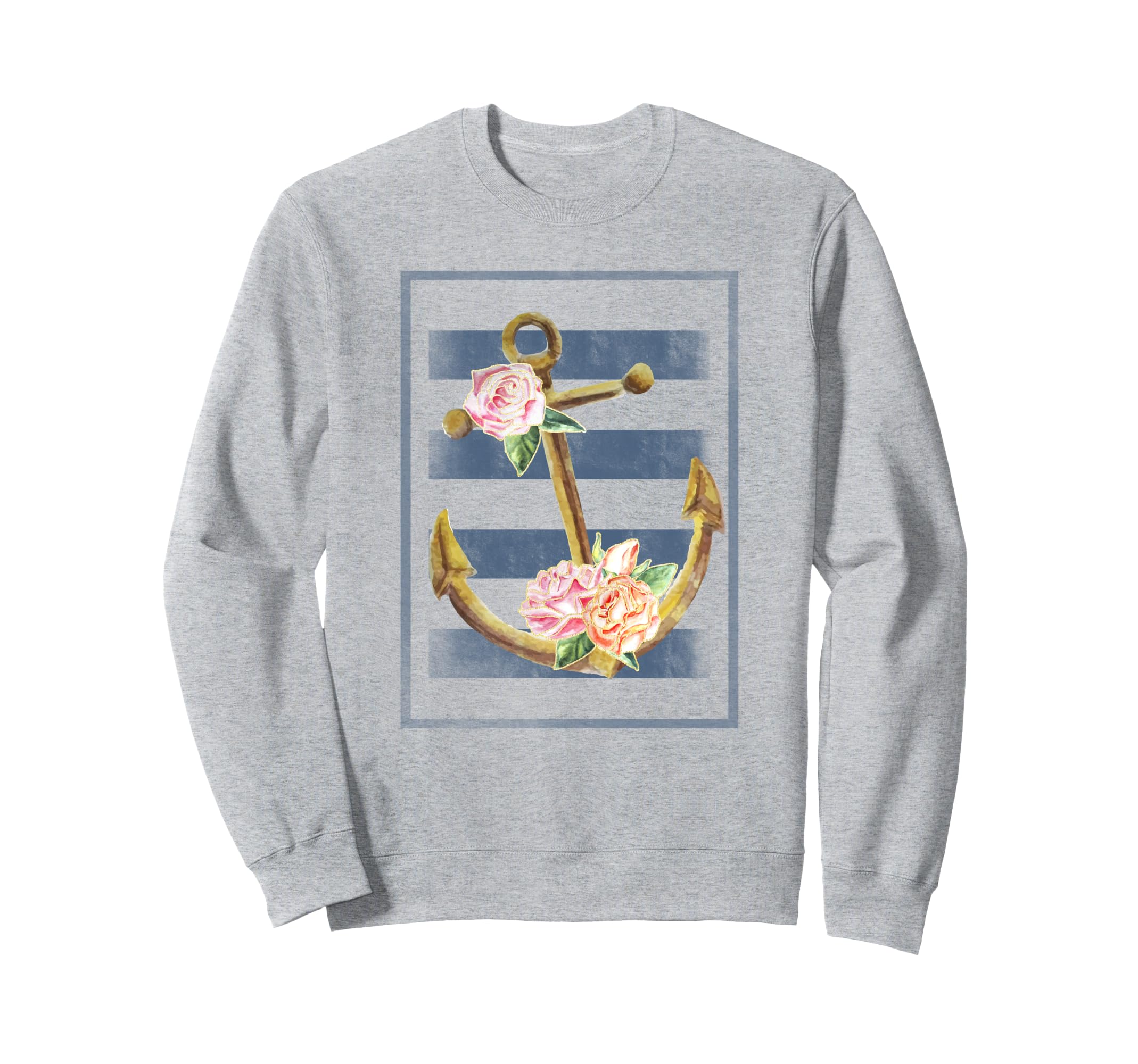 Americana Floral Anchor Sweatshirt - Minimalist Print Men Women - T-Shirt, Sweatshirt, Hoodie