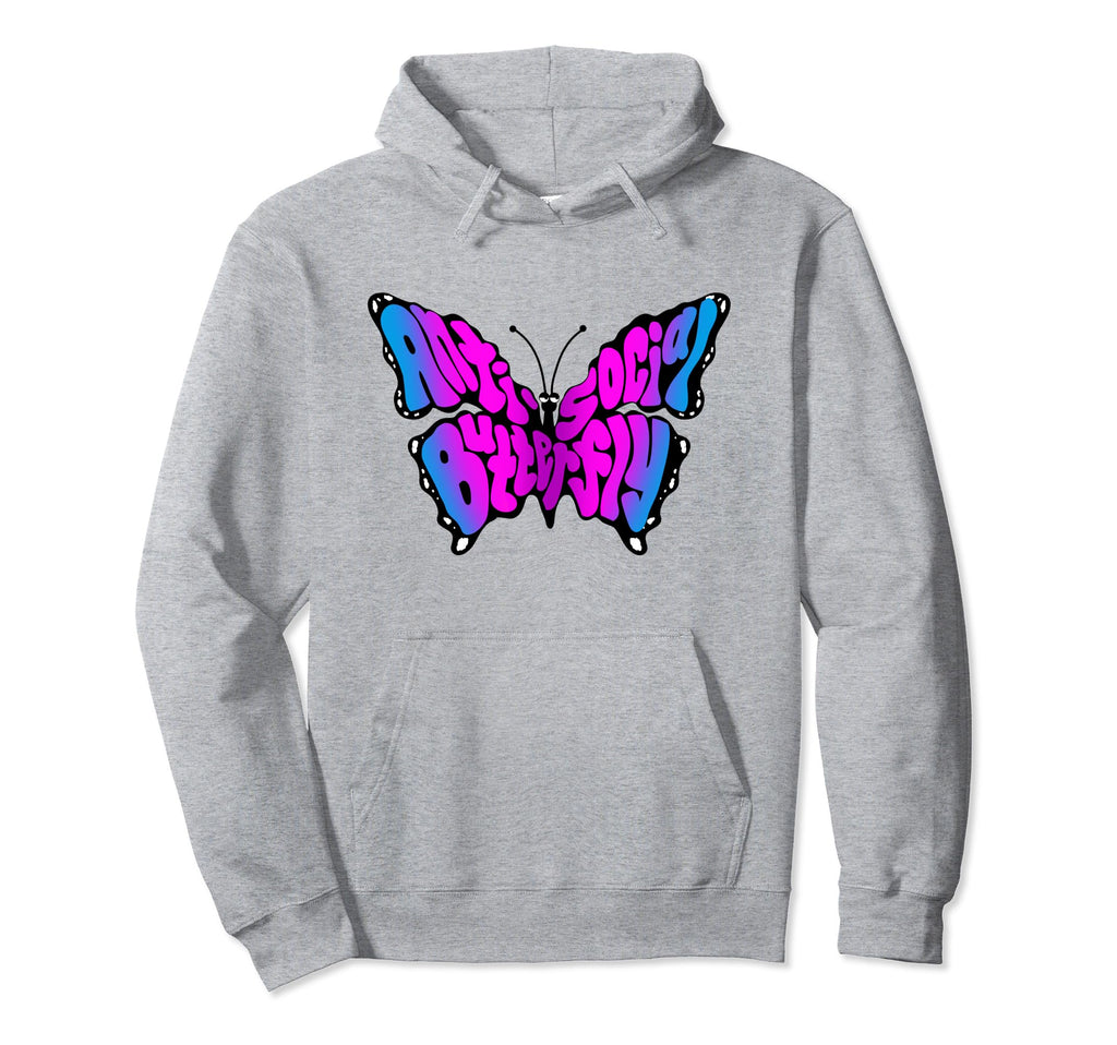 Anti Social Butterfly Beautiful Hoodie - Minimalist Print for Adults - T-Shirt, Sweatshirt, Hoodie