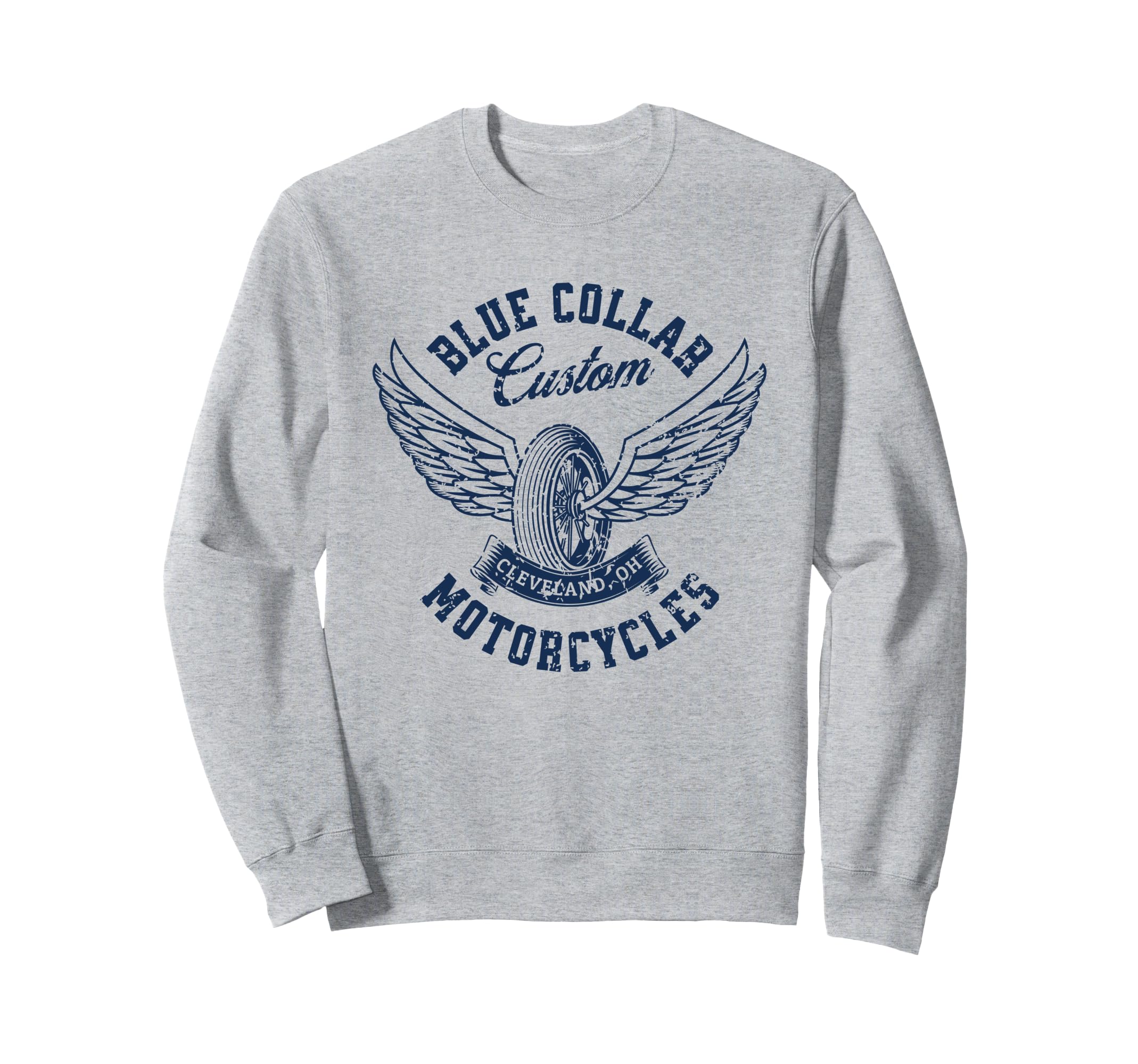 Blue Collar Custom Motorcycles Sweatshirt - Graphic Print for Adults - T-Shirt, Sweatshirt, Hoodie