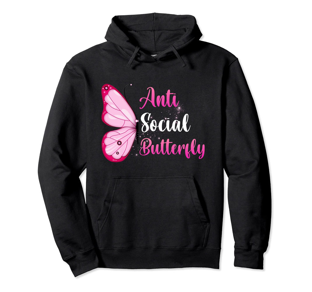 Antisocial Butterfly Hater Introvert Hoodie - Custom Art Print Unisex - T-Shirt, Sweatshirt, Hoodie
