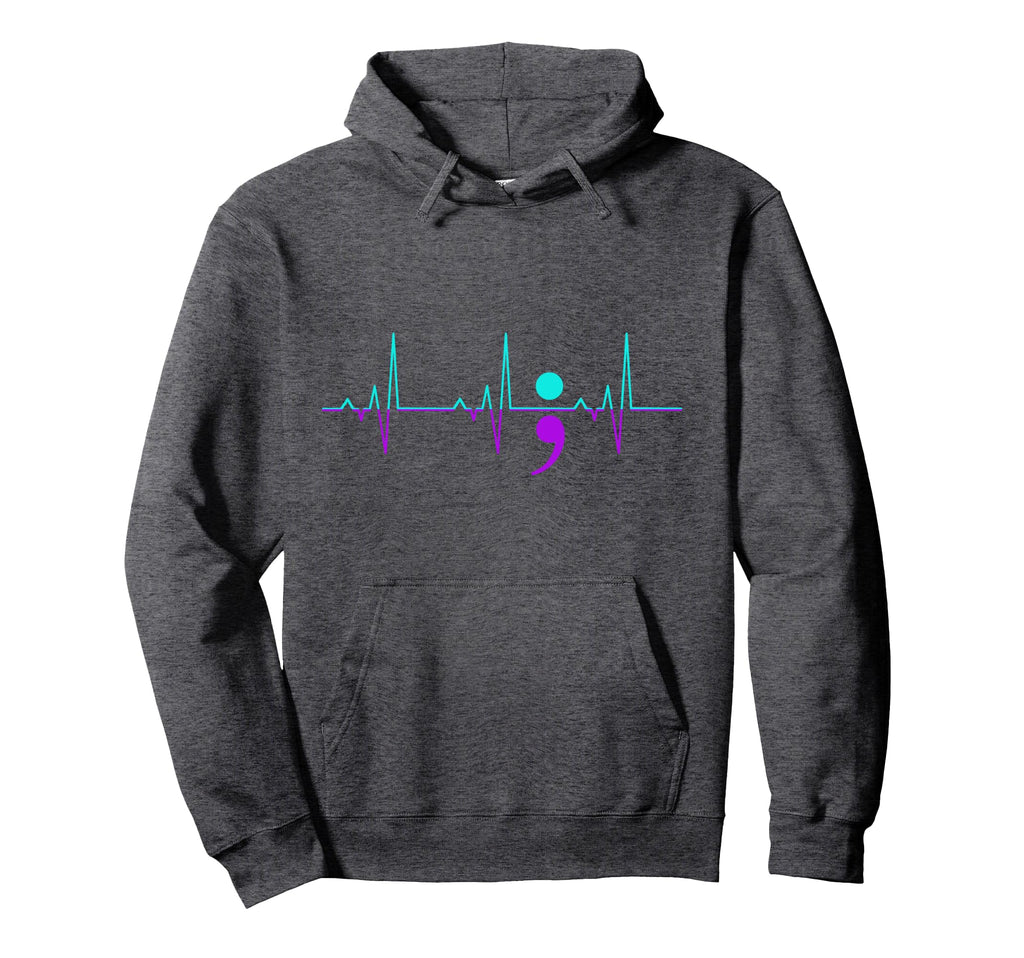 Suicide Awareness Heartbeat Happy Hoodie - Aesthetic Graphic Men Women - T-Shirt, Sweatshirt, Hoodie