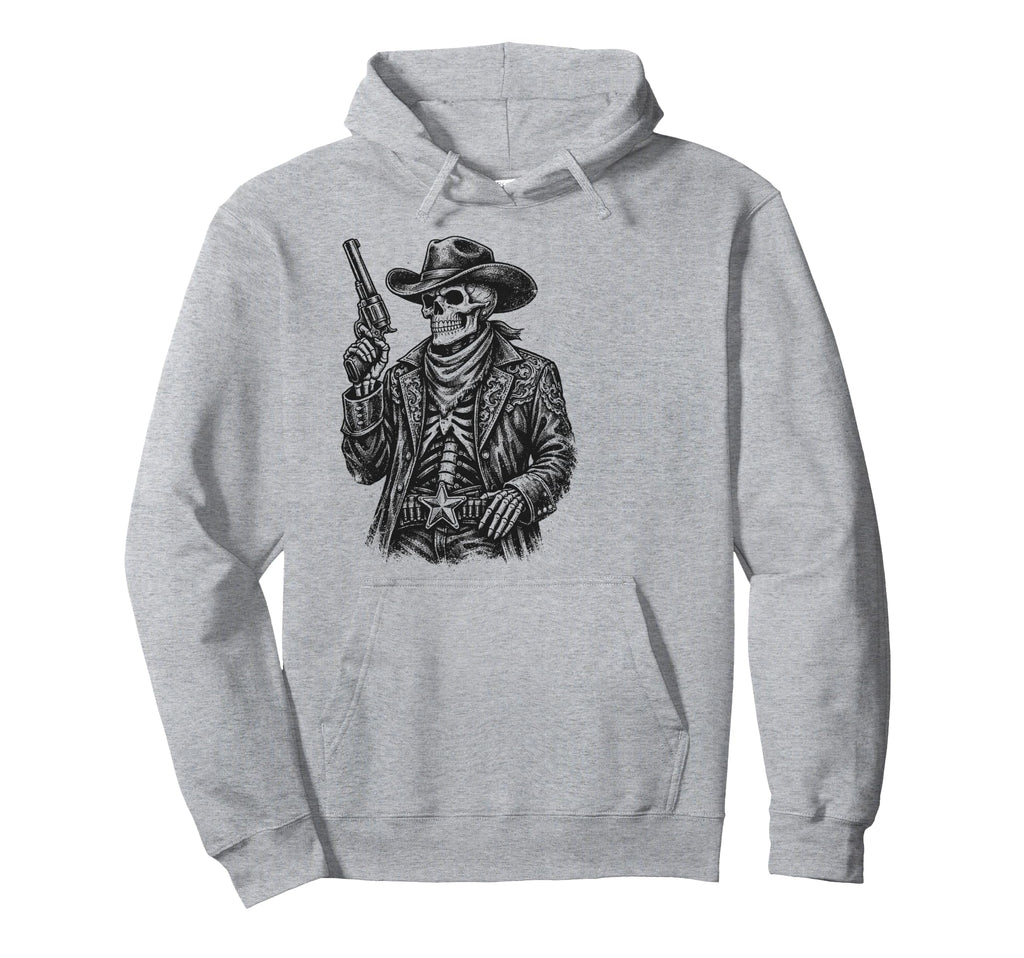 Skeleton Cowboy Gunslinger Outlaw Hoodie - Streetwear Style Men Women - T-Shirt, Sweatshirt, Hoodie