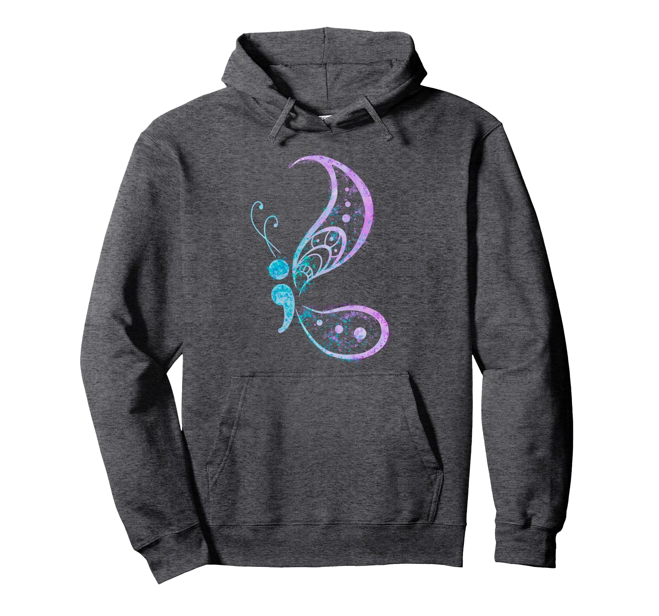 Semicolon Butterfly Semi Colon Tattoo Hoodie - Fun Novelty Design Unisex - T-Shirt, Sweatshirt, Hoodie