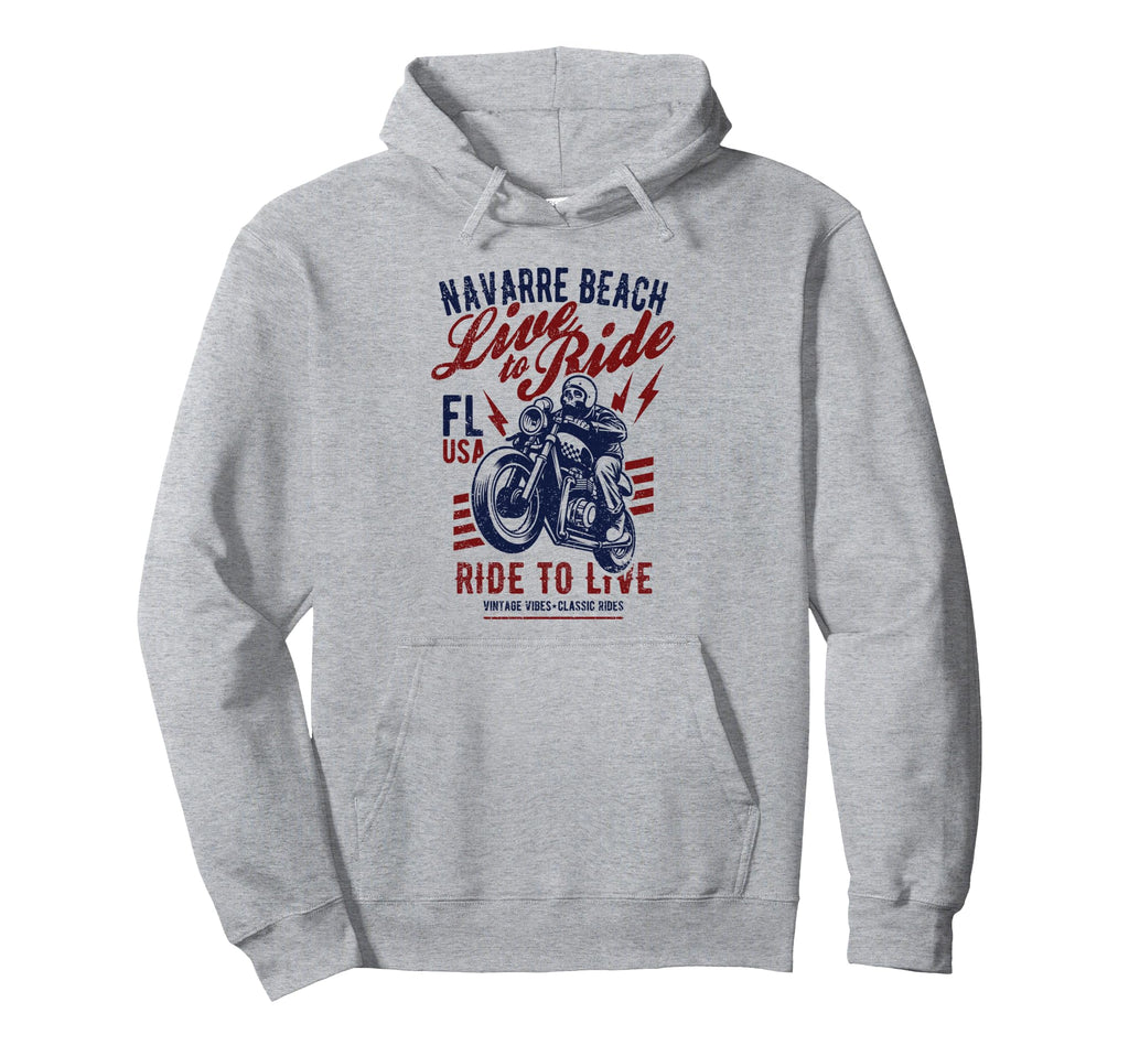 Navarre Beach Florida Motorcycle Skull Hoodie - Unique Graphic for Adults - T-Shirt, Sweatshirt, Hoodie