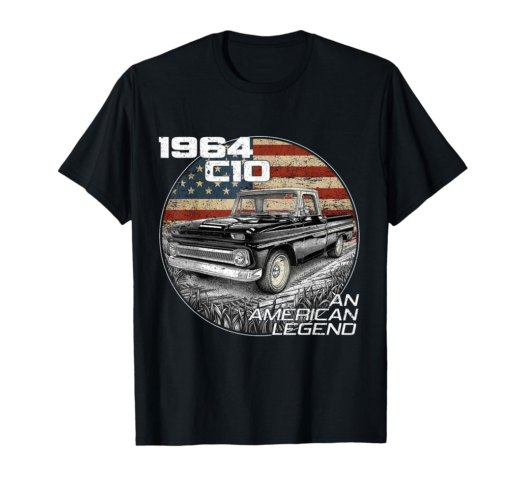 American Flag 1964 C10 64 Truck T-Shirt - Aesthetic Graphic Unisex - T-Shirt, Sweatshirt, Hoodie
