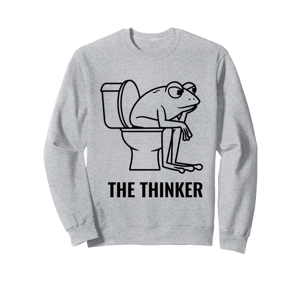 Funny Minimalist Frog Thinker Sweatshirt - Custom Art Print for Adults - T-Shirt, Sweatshirt, Hoodie