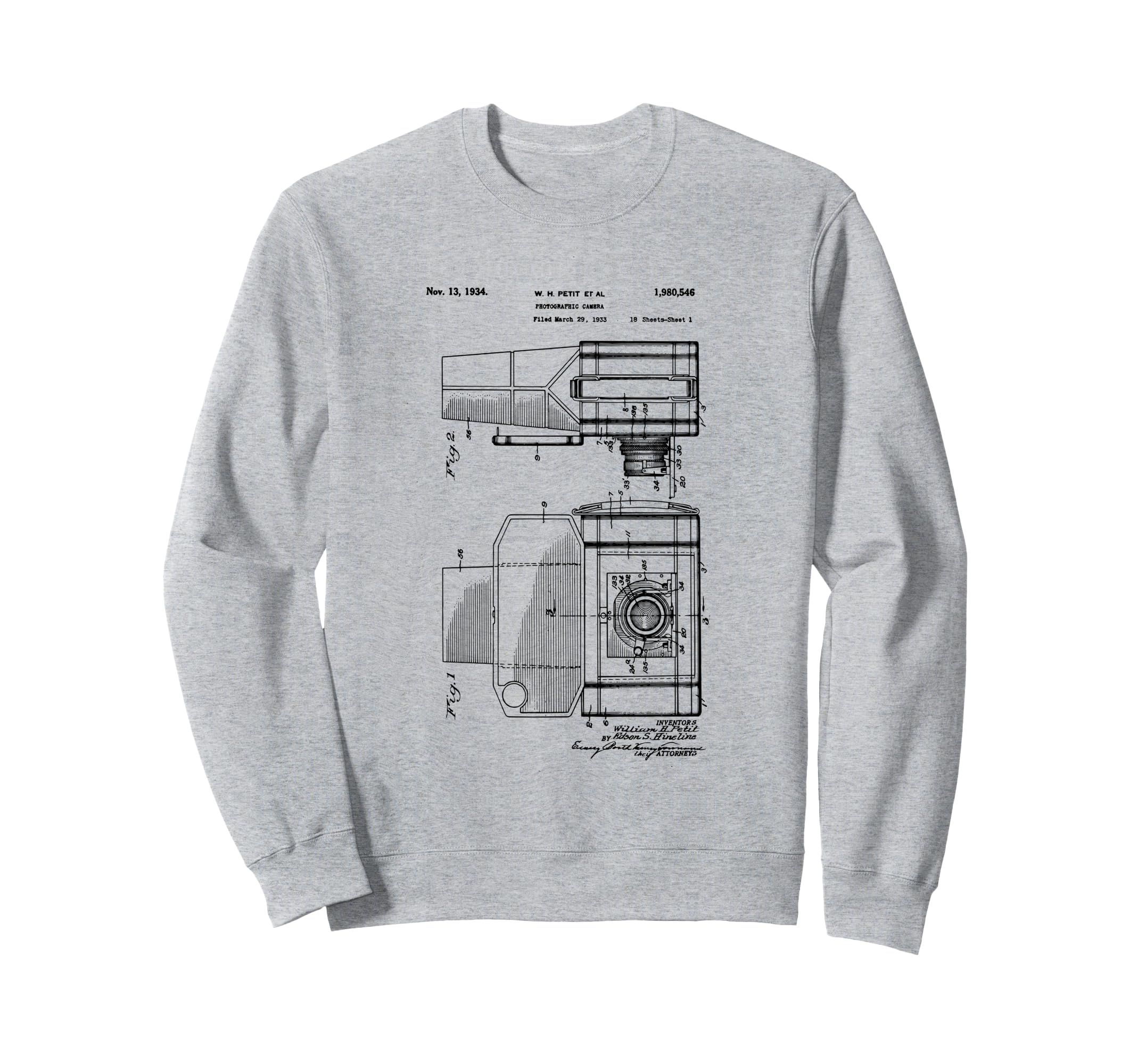 Camera Photographic Patent 1934 Sweatshirt - Custom Art Print Men Women - T-Shirt, Sweatshirt, Hoodie