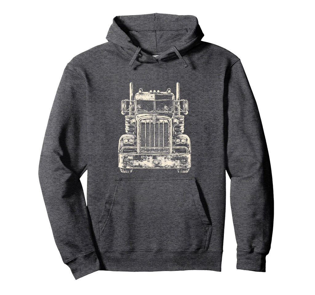 Frontal Semi Truck Trucker Hoodie - Fun Novelty Design for Adults - T-Shirt, Sweatshirt, Hoodie