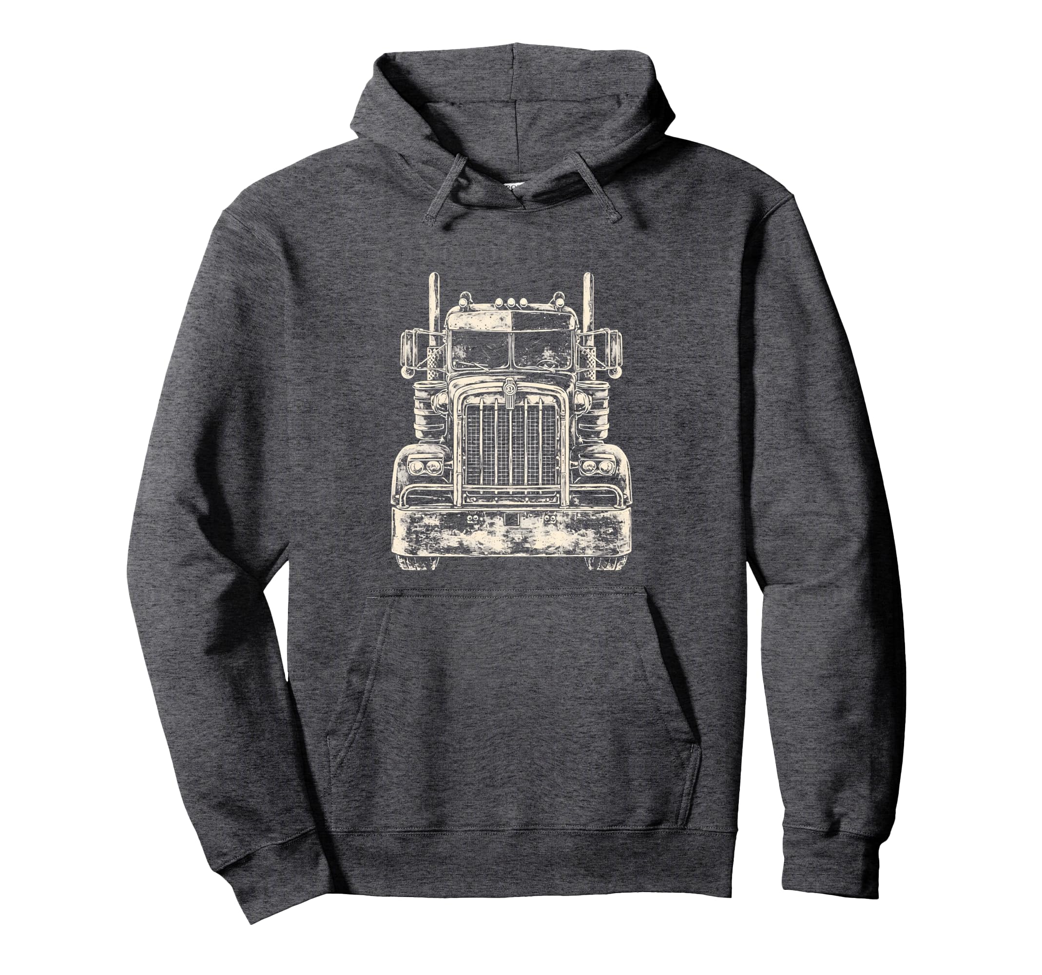 Frontal Semi Truck Trucker Hoodie - Fun Novelty Design for Adults - T-Shirt, Sweatshirt, Hoodie