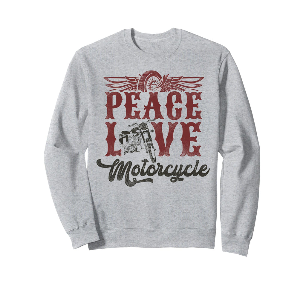 Motorcycle Biker Female Peace Love Sweatshirt - Graphic Print for Adults - T-Shirt, Sweatshirt, Hoodie