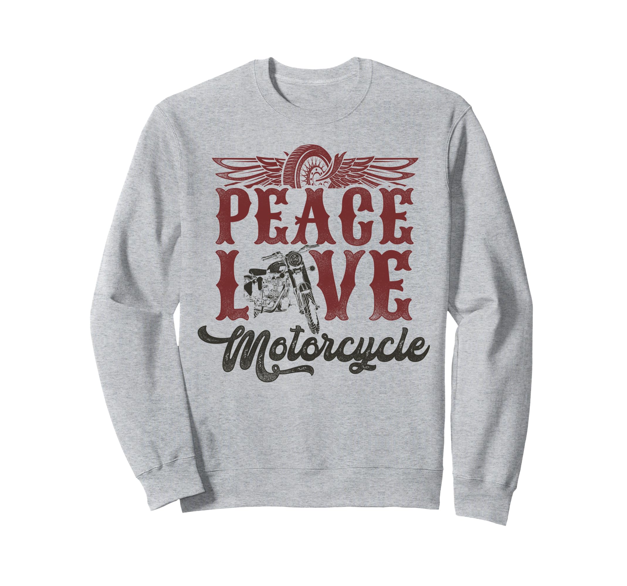 Motorcycle Biker Female Peace Love Sweatshirt - Graphic Print for Adults - T-Shirt, Sweatshirt, Hoodie