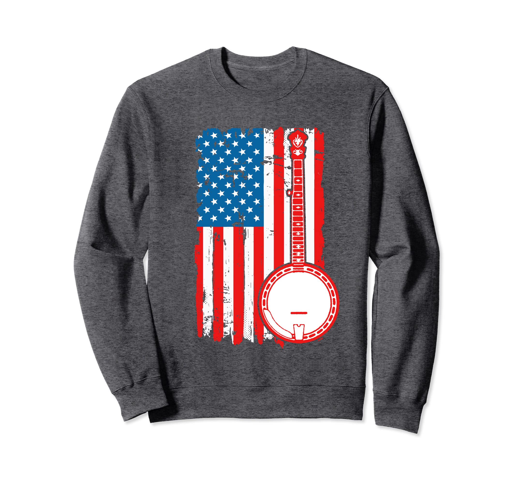 Banjo Distressed American Flag Sweatshirt - Fun Novelty Design for Adults - T-Shirt, Sweatshirt, Hoodie