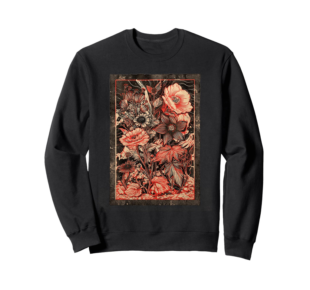 Flower Dark Floral Aesthetic Bouquet Sweatshirt - Graphic Print Men Women - T-Shirt, Sweatshirt, Hoodie