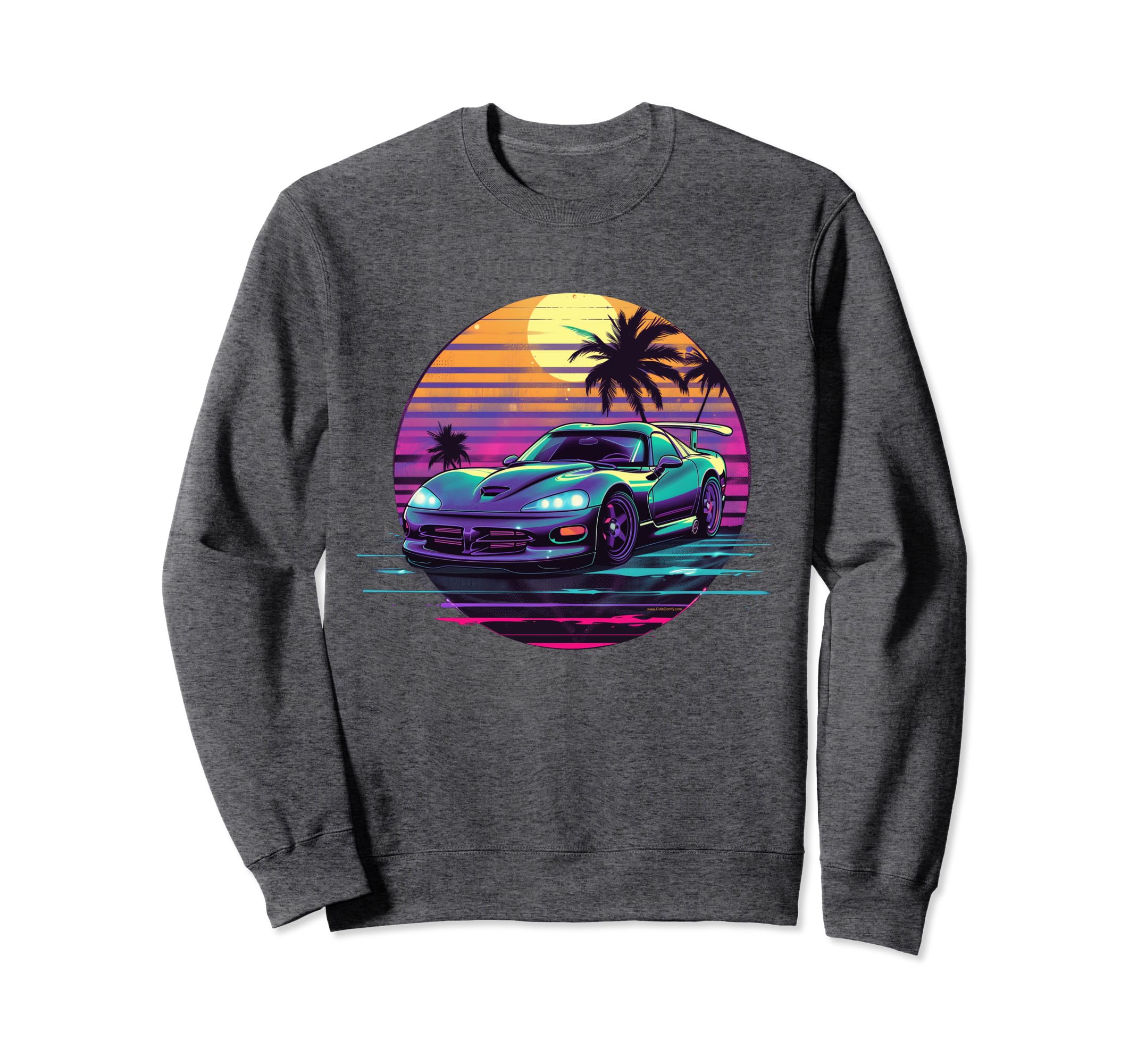 Synthwave Sports Car Race Car Guy Sweatshirt - Trendy Graphic for Adults - T-Shirt, Sweatshirt, Hoodie
