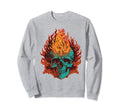 Fiery Flaming Skull Awesome Motorcycle Sweatshirt - Novelty Apparel Unisex - T-Shirt, Sweatshirt, Hoodie
