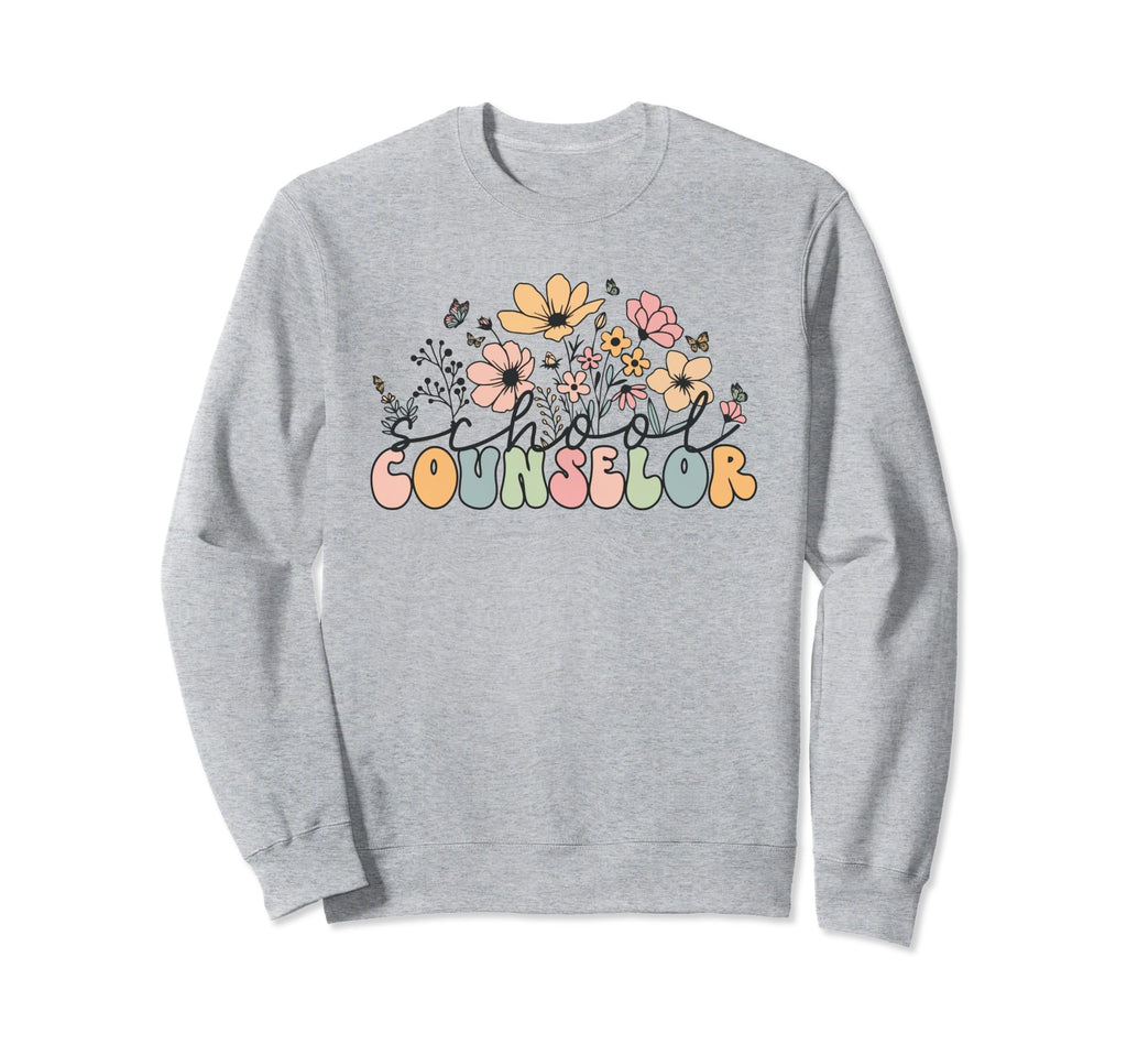 Wildflowers School Counselor Sweatshirt - Minimalist Print for Adults - T-Shirt, Sweatshirt, Hoodie
