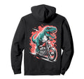 Dinosaur Biker Riding Motorcycle T Rex Hoodie - Aesthetic Graphic Unisex - T-Shirt, Sweatshirt, Hoodie