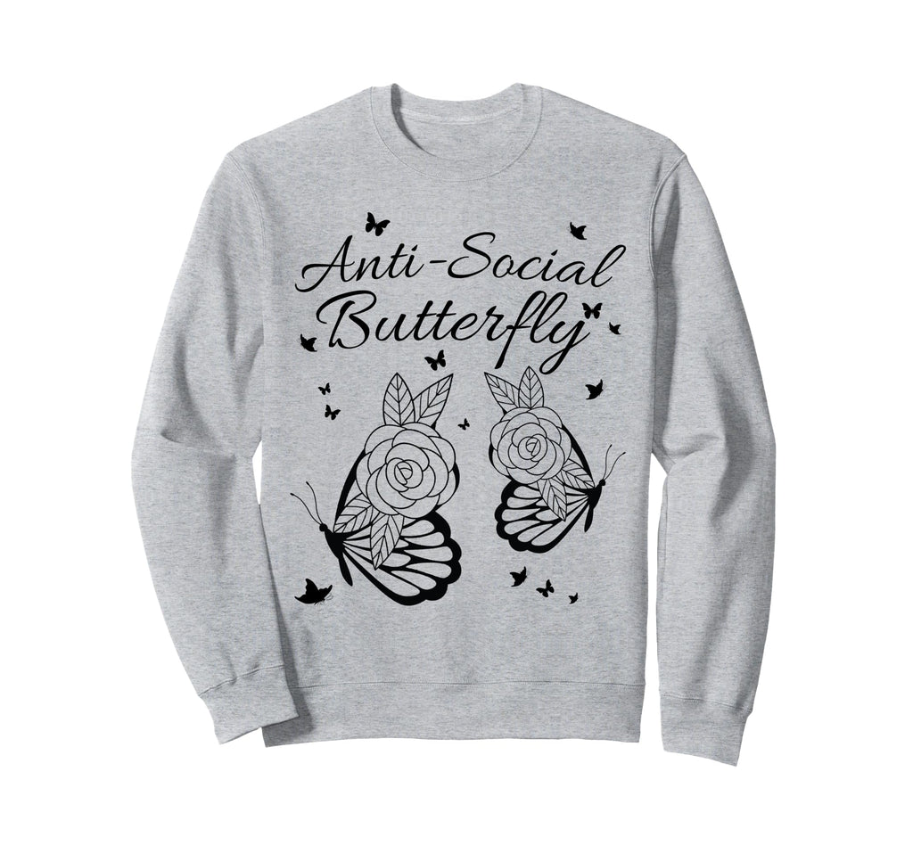 Anti Social Butterfly Simple Sweatshirt - Trendy Graphic for Adults - T-Shirt, Sweatshirt, Hoodie