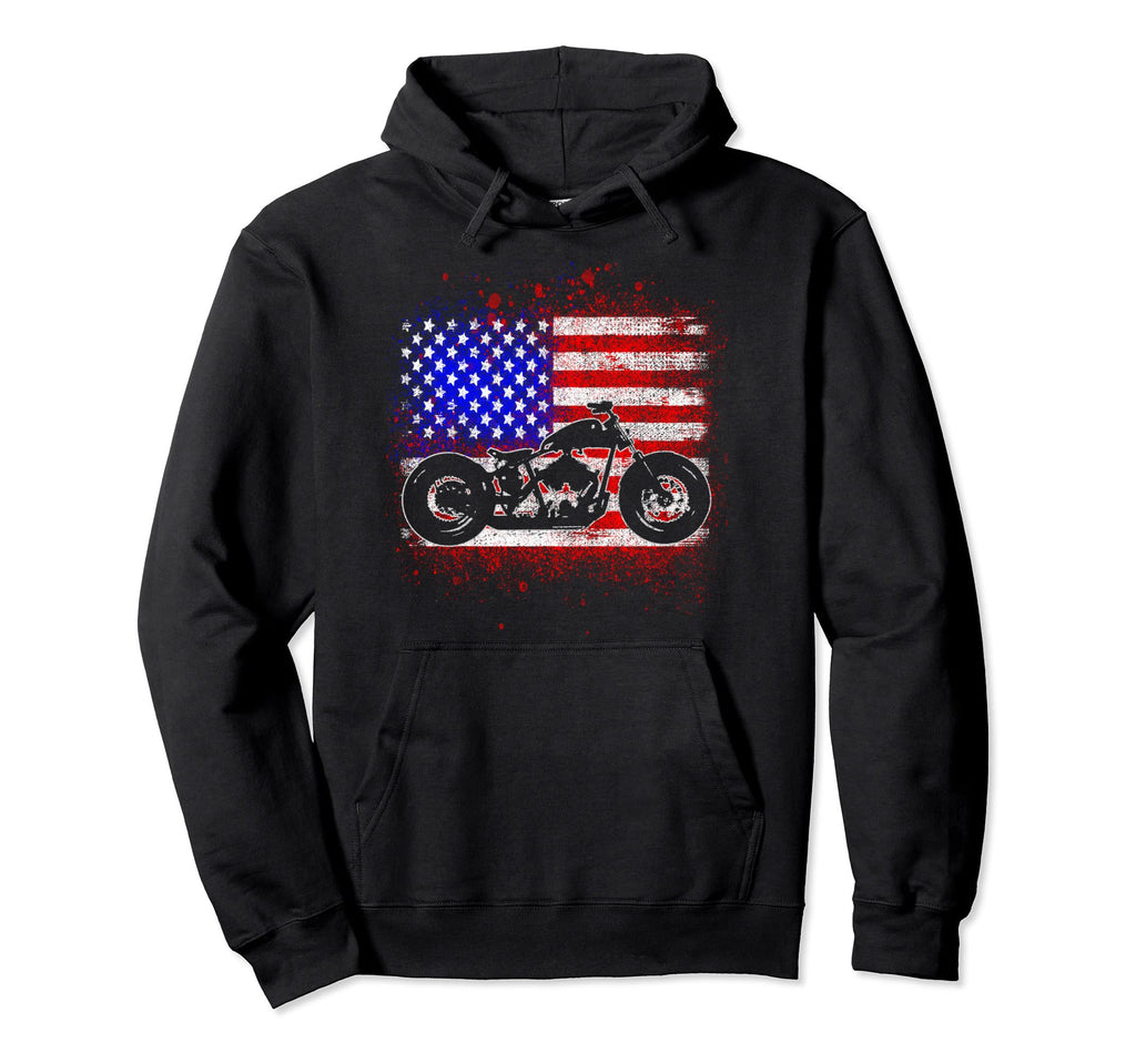 American Roadster Motorcycle Usa Flag Hoodie - Unique Graphic Unisex - T-Shirt, Sweatshirt, Hoodie