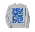 Blue And Yellow Abstract Floral Art Sweatshirt - Minimalist Print Men Women - T-Shirt, Sweatshirt, Hoodie