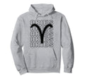 Aries Zodiac Sign Typography Hoodie - Aesthetic Graphic for Adults - T-Shirt, Sweatshirt, Hoodie