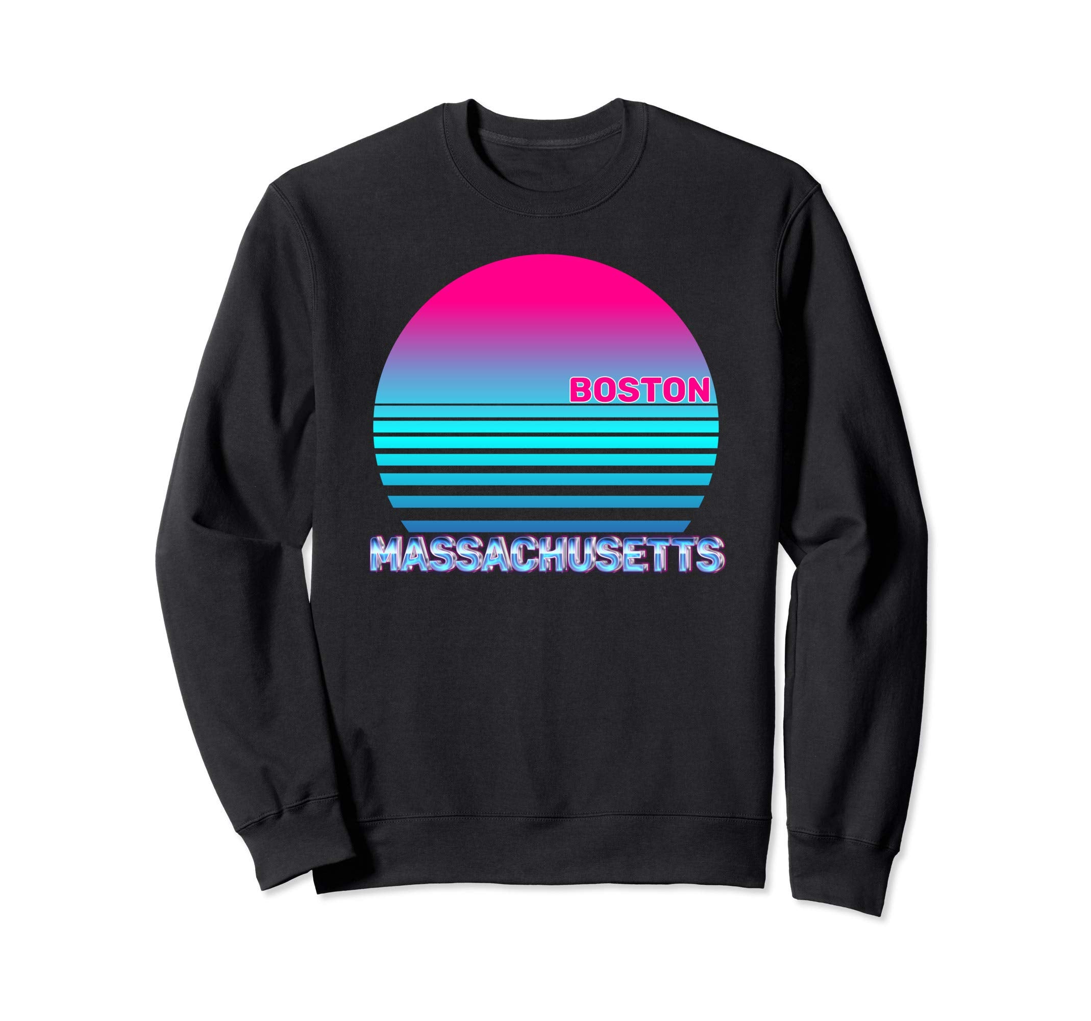 Boston Massachusetts Vaporwave Sweatshirt - Aesthetic Graphic Men Women - T-Shirt, Sweatshirt, Hoodie