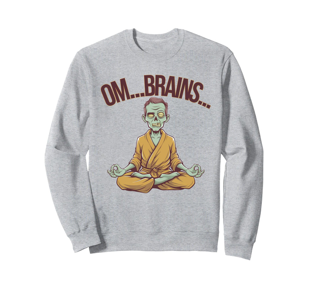 Meditating Zombie Om Brains Yoga Sweatshirt - Graphic Print for Adults - T-Shirt, Sweatshirt, Hoodie