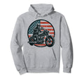 Us Flag Motorcycle Skeleton Biker 4Th July Hoodie - Unique Graphic Unisex - T-Shirt, Sweatshirt, Hoodie