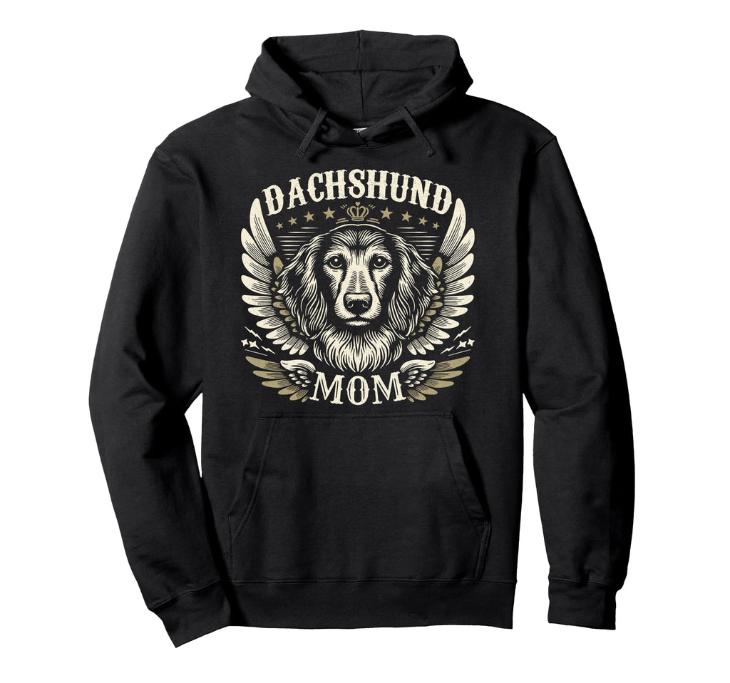 Dachshund Mom Biker Wings Motorcycle Hoodie - Novelty Apparel Men Women - T-Shirt, Sweatshirt, Hoodie