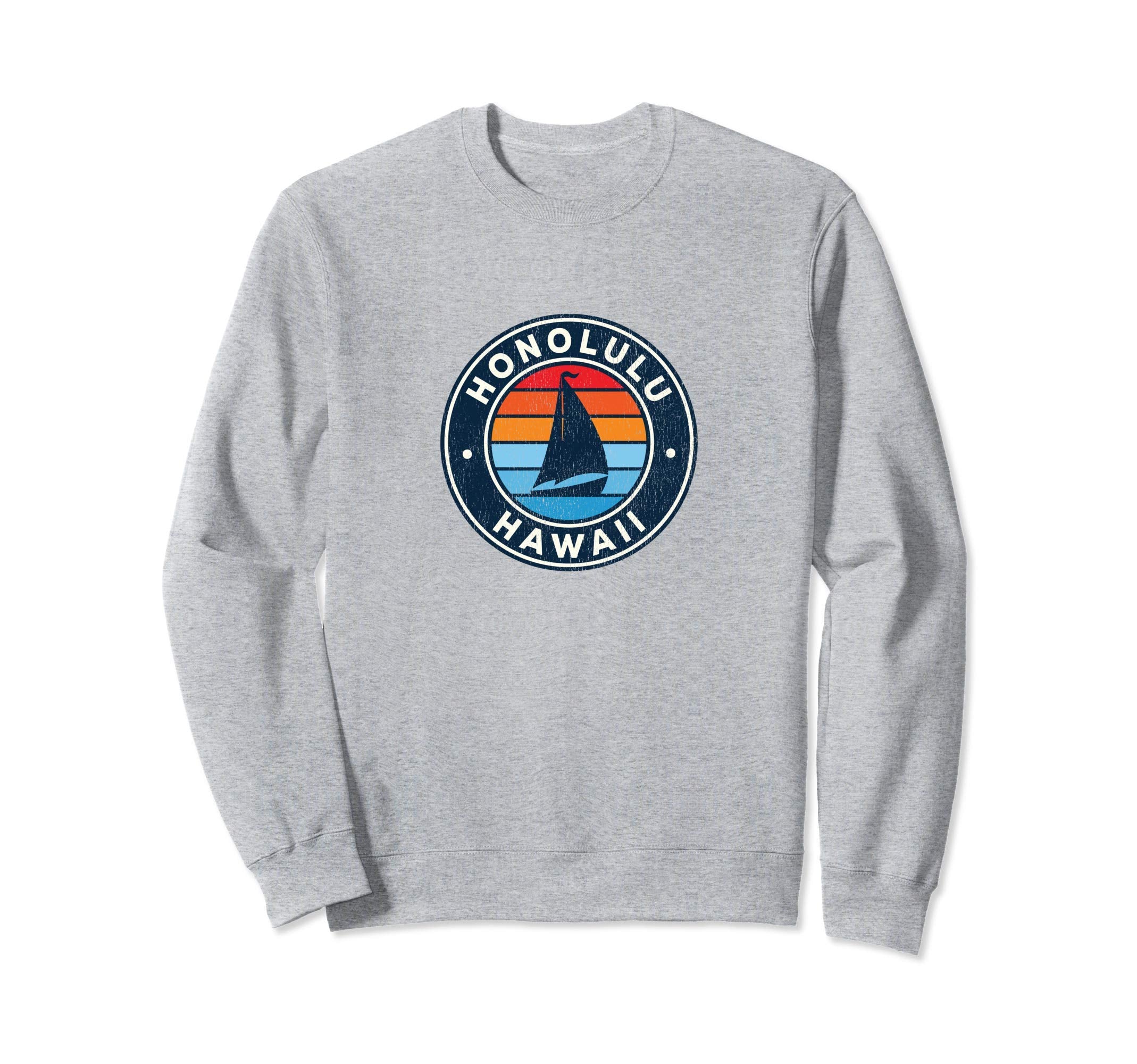 Honolulu Hawaii Hi Sailboat 70S Sweatshirt - Minimalist Print for Adults - T-Shirt, Sweatshirt, Hoodie