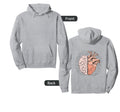 Half Brain Heart Distressed Hoodie - Casual Everyday Wear Men Women - T-Shirt, Sweatshirt, Hoodie