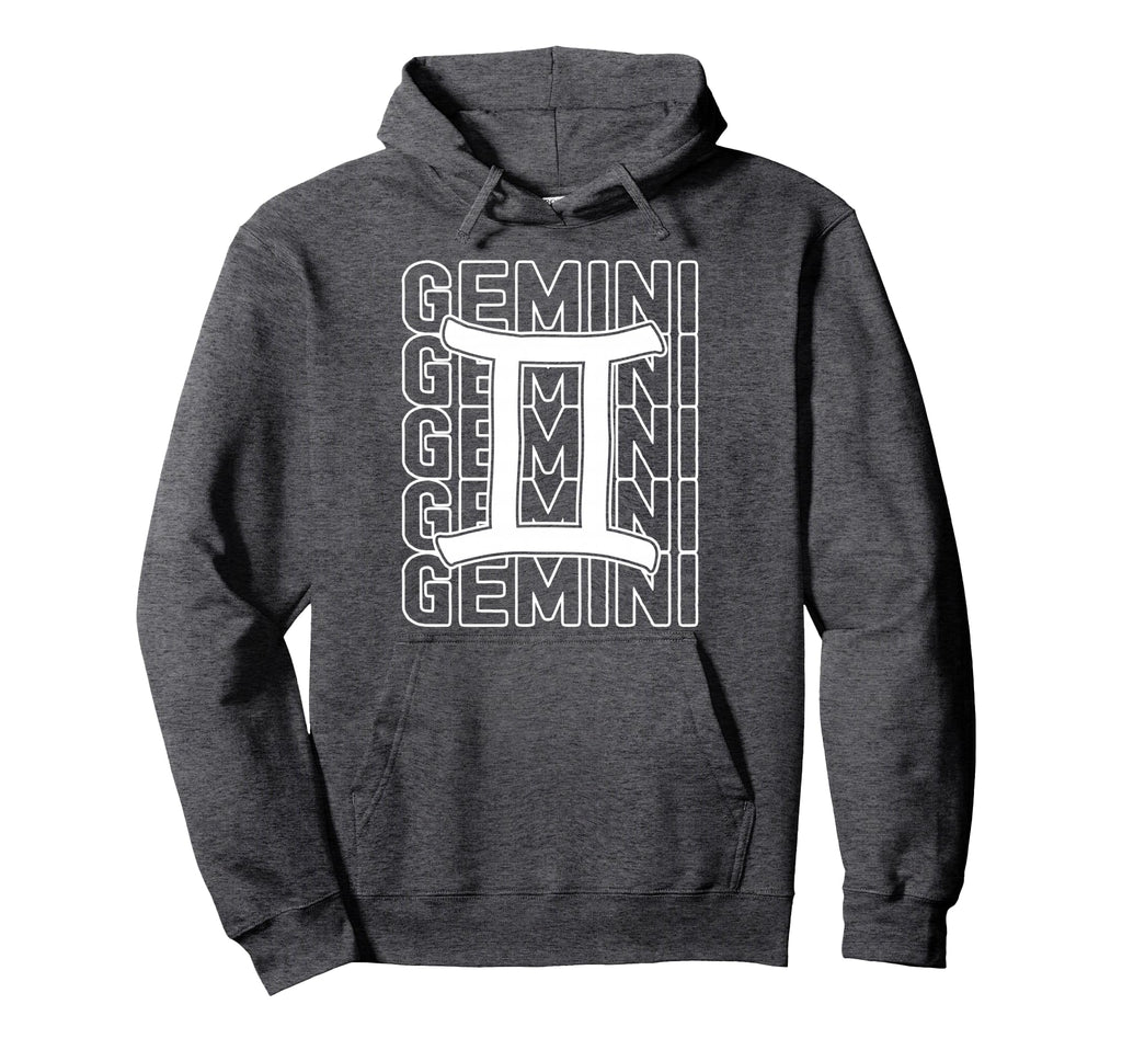 Gemini Zodiac Sign Typography Astrology Hoodie - Unique Graphic Unisex - T-Shirt, Sweatshirt, Hoodie