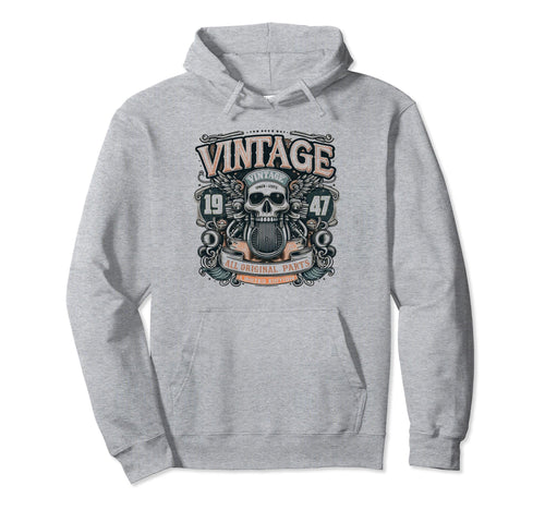 1947 Born 1947 77Th Birthday Motorcycle Hoodie - Novelty Apparel Unisex - T-Shirt, Sweatshirt, Hoodie