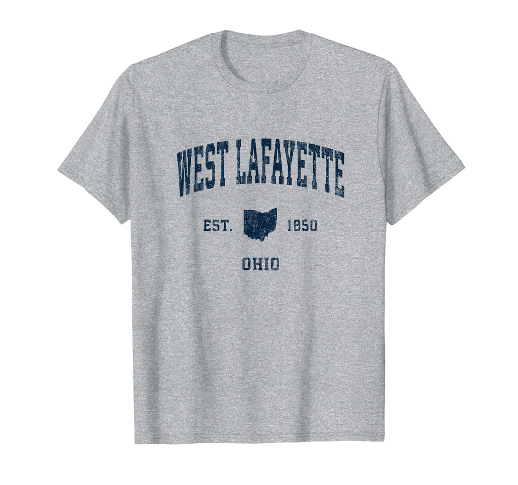 West Lafayette Ohio Oh Athletic Navy T-Shirt - Custom Art Print Men Women - T-Shirt, Sweatshirt, Hoodie